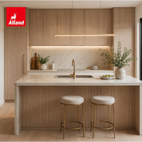 Ensemble de meubles de cuisine modulaires modernes Alland Factory Direct : armoires en placage de bois stratifié et petits îlots en contreplaqué pour projets