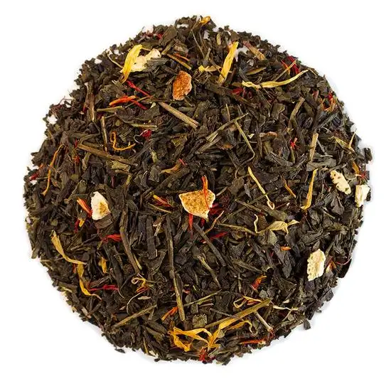 Thé en vrac aromatisé de haute qualité, thé vert Orange, vente en gros