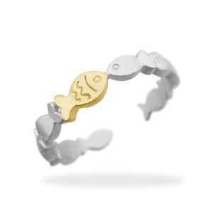 Anillo de Hip Hop de Moda con Circonitas para Niños, Anillo Religioso con Piedras Preciosas y Tecnología de Engaste de Garras, Latón con Baño de Plata - Product Image 1