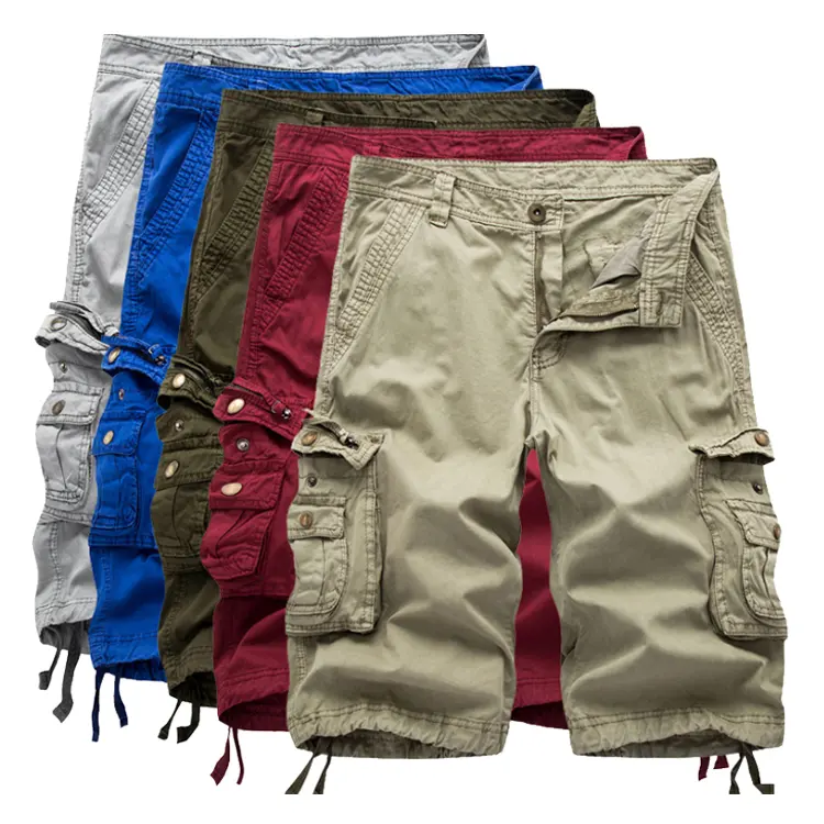 Custom Stylish 100 Cotton Multi-color Knee Length 6 Pockets Cargo Shorts Mens Summer Street Wear Short Pants