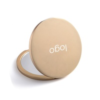 Espejo de Maquillaje Plegable de Metal con Logotipo Personalizado, Redondo, Dorado, con Impresión Serigráfica, de Doble Cara