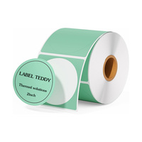 Étiquettes autocollantes rondes thermiques directes TEDDY FSC, 51 mm, roses, résistantes à l'eau, à la graisse et à la déchirure, rouleau de 750 feuilles