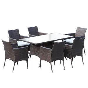 Audu Brown 6 Sitz Rattan Garden Dining Set per Versand handel