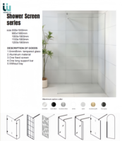 Paroi de douche Walk-in Twowinco Premium avec dimensions de verre personnalisables, finition de cadre en grille dorée mate, installation rapide