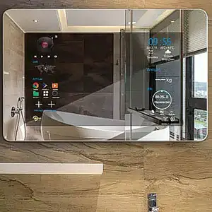Bathroom Mirror With TV Customized Hotel Interactive Illuminated Touch Screen With WIFI Ultra Thin LCD Mirror