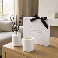 Coffret Cadeau Luxe FTQS Diffuseur à Bâtonnets et Bougie Parfumée Blanc Mat Parfum d'Ambiance pour la Maison Boîte Cadeau Marque Privée Vente en Gros OEM