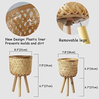 Hot Deal Pot de jardinière tissé en bambou naturel avec support à 3 jambes pour la maison ou le jardin emballé dans un carton