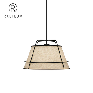 Lampada a Sospensione Vintage Stile Rustico, Decorazione per Cucina, <span class=keywords><strong>Filo</strong></span> di Rame Nero, Paralume in Tessuto Beige, Lampada a Sospensione <span class=keywords><strong>LED</strong></span> a Gabbia - Product Image 1