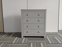Commode à 4 tiroirs d'usine, meuble de chambre à coucher, armoire en MDF, meuble de rangement en bois, tiroir en bois