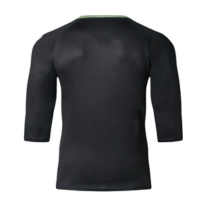 Jersey de Ciclismo de Montaña MTB con Cuello en V, Ribete en Contraste, Tejido de Malla Transpirable, Personalizable, Negro, Manga Tres Cuartos, para Pistas de Ciclismo de Montaña - Product Image 2