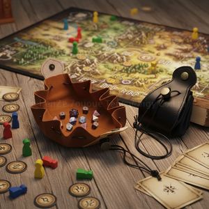 Tapis de jeu de dés DND portable en cuir PU gaufré et sac de rangement à cordon – Prêt à être expédié – Cadeau promotionnel personnalisable - Product Image 2