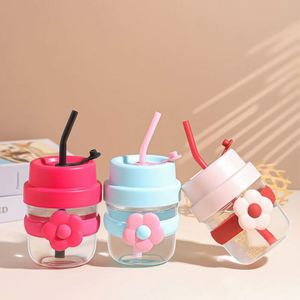 Vaso de Vidrio Reutilizable para Jugo o Leche, Diseño Floral, Portátil, para Estudiantes, Gran Capacidad, Color y Logotipo Personalizables - Product Image 6