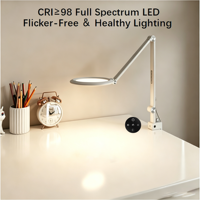 Moderne Metall-Schreibtischlampe, Faltbar mit Touch-/Fernbedienung, 95 CRI, Einstellbare Helligkeit & Farbe, AC-Betrieb für Schlafzimmer, Salon, Nagelstudio, Arbeitszimmer