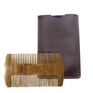 Vinne木制胡须梳子 & 带细齿和粗糙齿的表壳，用于胡须和胡须护理的口袋包装木制梳子