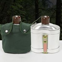 Ensemble bouilloire et gourde en aluminium pour camping et randonnée avec sac en tissu - Design moderne, aluminium pur 1070, ustensiles de cuisine de voyage