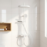 Ensemble de douche de luxe 4 fonctions avec massage des épaules, affichage numérique, système de douche à boutons piano en laiton, valve en céramique, pour appartement et hôtel