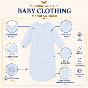 Saco de Dormir para Bebé Recién Nacido, de Bambú Suave, Manga Larga, Cierre de Botones, Precio de Fábrica OEM ODM, Venta al Por Mayor - Product Image 3