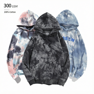 300GSM 100% Cotton <b>Tie</b> <b>Dye</b> Hoodie Unisex Pullover Fleece Hooded <b>Sweatshirt</b> Loose Fit Streetwear for Autumn Winter - Product Image 1