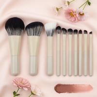 Lot de 10 mini-pinceaux de maquillage beiges, synthétiques et poils de chèvre, portables, pour poudre et contour du nez, brosses cosmétiques de voyage, vente en gros