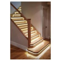 Meistverkaufte Doppelträger-Treppe für Innenräume Moderne Massivholz-Stufen Rostfreies Drahtseil-Geländer Gerade Treppe