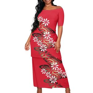 Sonbahar kapalı omuz pupusi elbise polinezya kabile <span class=keywords><strong>2</strong></span> parça Set kişilik moda polinezya Samoan Hibiscus tasarım elbise - Product Image 1