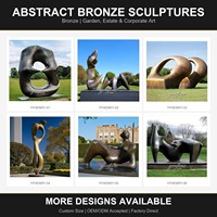 Sculpture abstraite en bronze style Henry Moore, statue de jardin ovale à double ouverture, art moderne extérieur pour parc et villa