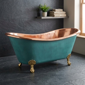 Freestanding Copper Bathtub Clawfoot Slipper Tub Luxury Antique Finish Oval <b>Bath</b> for Adult Home Hotel Use-Indian Home Crafts - Product Image 3