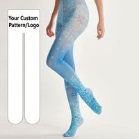 Collants érotiques blancs à imprimé floral bleu, à découpes, pour enfants, avec images lesbiennes, pour la vente en gros
