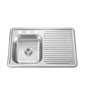 带排水板的不锈钢双碗压式厨房水槽