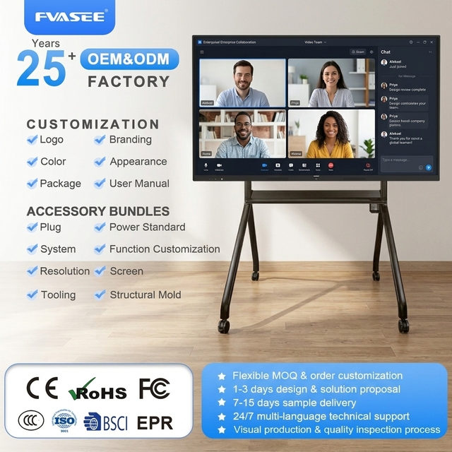 Conference Classroom All in One 55 65 75 86 98 100 Inch Touch Screen Board Smart LCD Display Whiteboard Interactive Flat Panel