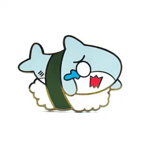 Custom Personalized Cute Cartoon Characters Hard Enamel Lapel Pin Shark Shape Lapel Pin