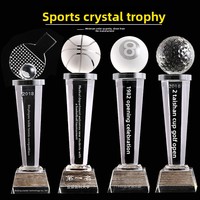 Trophée en verre cristal blanc personnalisé pour compétitions sportives créatives – Récompenses de basket-ball, badminton, tennis de table, football – Zhejiang