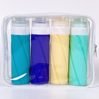 Sacs de rangement transparents en silicone compressibles, sans BPA, anti-fuite, pour accessoires de voyage et emballage cosmétique, vente en gros sur mesure