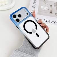 Nouvelle coque de téléphone PC 2026 à blocs de couleur, finition mate, magnétique et protectrice pour iPhone 18 Pro Max, compatible avec la charge sans fil