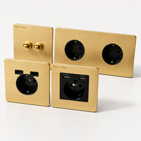 Interruptor de Luz de Lujo Dorado Retro con Palanca, 1/2/3/4 Vías, 2 Modos, USB, Panel de Acero Inoxidable Europeo, Enchufe de Pared para Casa y Hotel