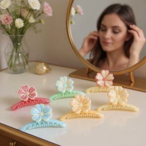 Fermagli per capelli Angelina Flower da 12 cm, stile dolce per donna, uso quotidiano, accessori per capelli in plastica di alta qualità - Product Image 4