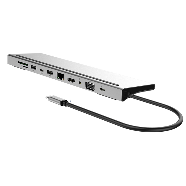 11 in 1 USB Type C Hub Adapter Laptop Docking Station with HDM VGA RJ45 PD Thunderbolt Compatible for MacBook for HP for Lenovo