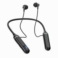 Earphone Nirkabel Leher Digital Display Daya Tahan Baterai Lama Stereo In-Ear Latensi Rendah Gaming Olahraga