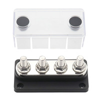 Barra de Distribución de Cobre M10 de 4 Puntas, 300A, Bloque de Conexión Portátil Negro y Rojo para Automóviles, Vehículos Recreativos, Barcos y Yates