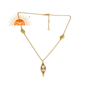 Collier de perles naturelles en gros plaqué or argent graine dosette collier de créateur femmes déclaration fabricant de bijoux - Product Image 1