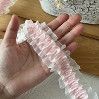 Bande de dentelle à volants de 4 cm en satin et organza, accessoire de confection, couture DIY, décoration intérieure, cadeaux de fête