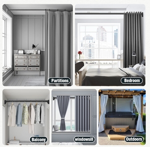 Aroddy 82.6-118.1inch không khoan không thấm nước tùy chỉnh mở rộng tắm Rèm cực nhà máy Rèm que và đường ray - Product Image 2