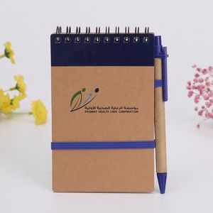 HUA Logo personnalisé imprimé A6 papier relié reliure à spirale planificateur <span class=keywords><strong>de</strong></span> <span class=keywords><strong>poche</strong></span> carnet <span class=keywords><strong>de</strong></span> notes ensemble avec stylo à bille écologique - Product Image 1