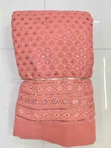 ndian Supplier Wedding Dress <b>Material</b> Georgette Fabric with Lucknowi Embroidery and Sequence Border Design - Product Image 4