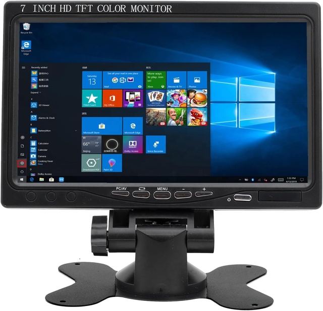7 Inch Full HD Monitor 1024x600 Resolution Small 1080P Portable IPS Monitor with Built-in Speakers VGA AV Input CCTV Camera
