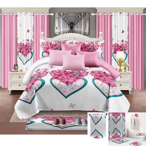 Microfiber Polyester <strong>Bedding</strong> Sets <strong>Red</strong> Printing Pillowcases Bedspread Set Supplier - Product Image 2