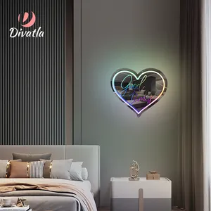 Espelho de parede com luz LED para decoração de casamento e quarto, espelho de néon colorido com luzes Dreamcolor, ideal para parede