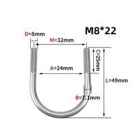 Tuyau d'acier inoxydable rond de boulons en U, collier de serrage de boulon en U rond en acier résistant avec écrou, plaque, rondelle