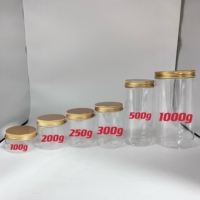 100ml, 150ml, 200ml, 250ml, 300g, 500g, 800g, crème cosmétique, Gel pour cheveux, gommage du corps, récipient de beurre, pot en plastique PET 8oz, couvercles dorés