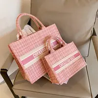 2020 alla moda del Modello della Grata Tote Bag Stampa Personalizzata Nome Top-handle Sacchetti di Mano Delle Signore Del Progettista Casuale Borse Delle Donne di Modo